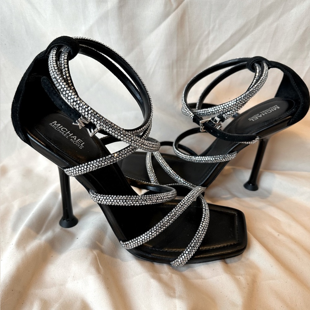 Michael Kors imani strapy rhinestone dress heels